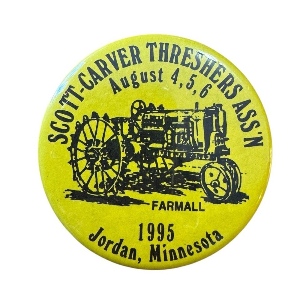 Scott Carver‎ Threshers Association Jordan Minnesota 1995 Button Vintage Tractor
